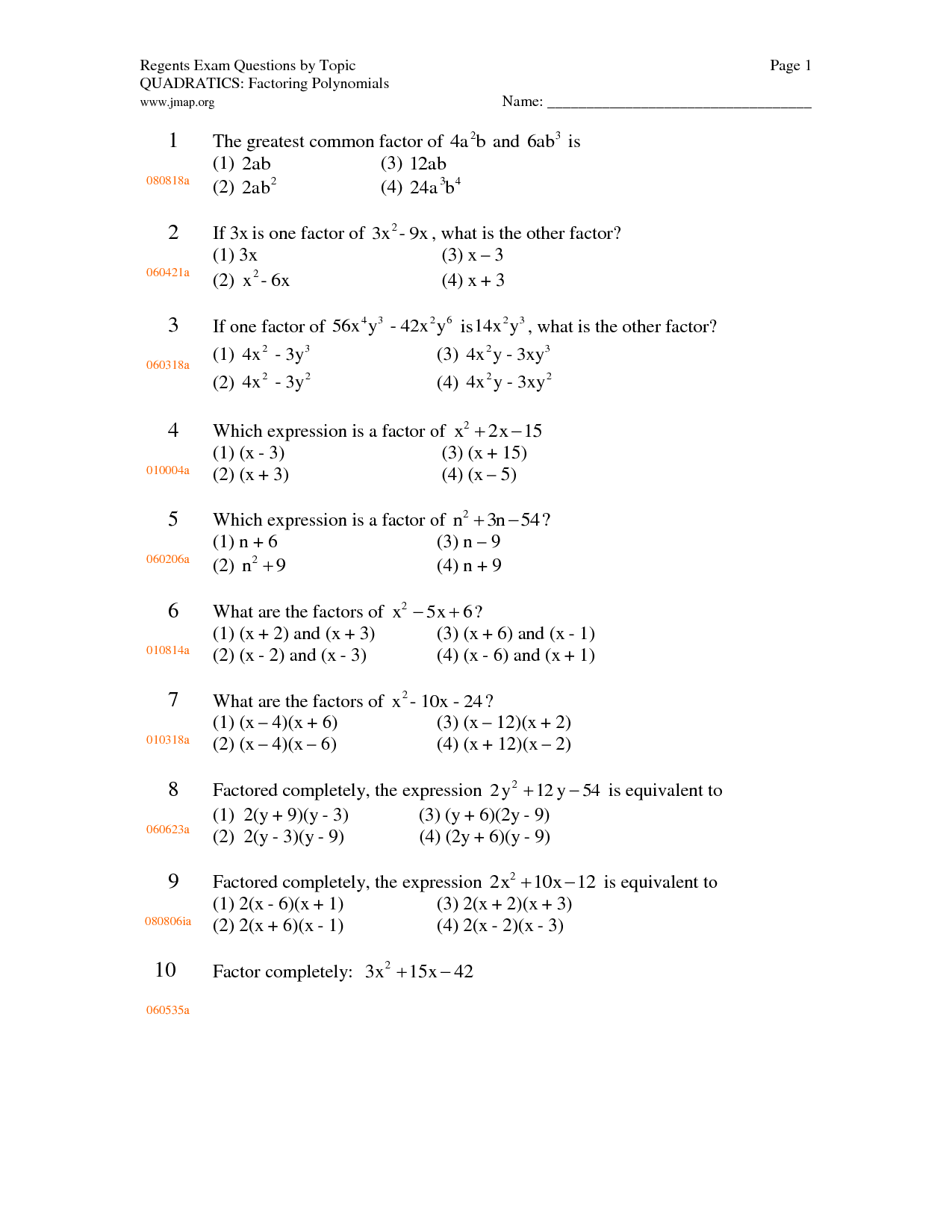 Factoring Polynomials By Grouping Worksheet