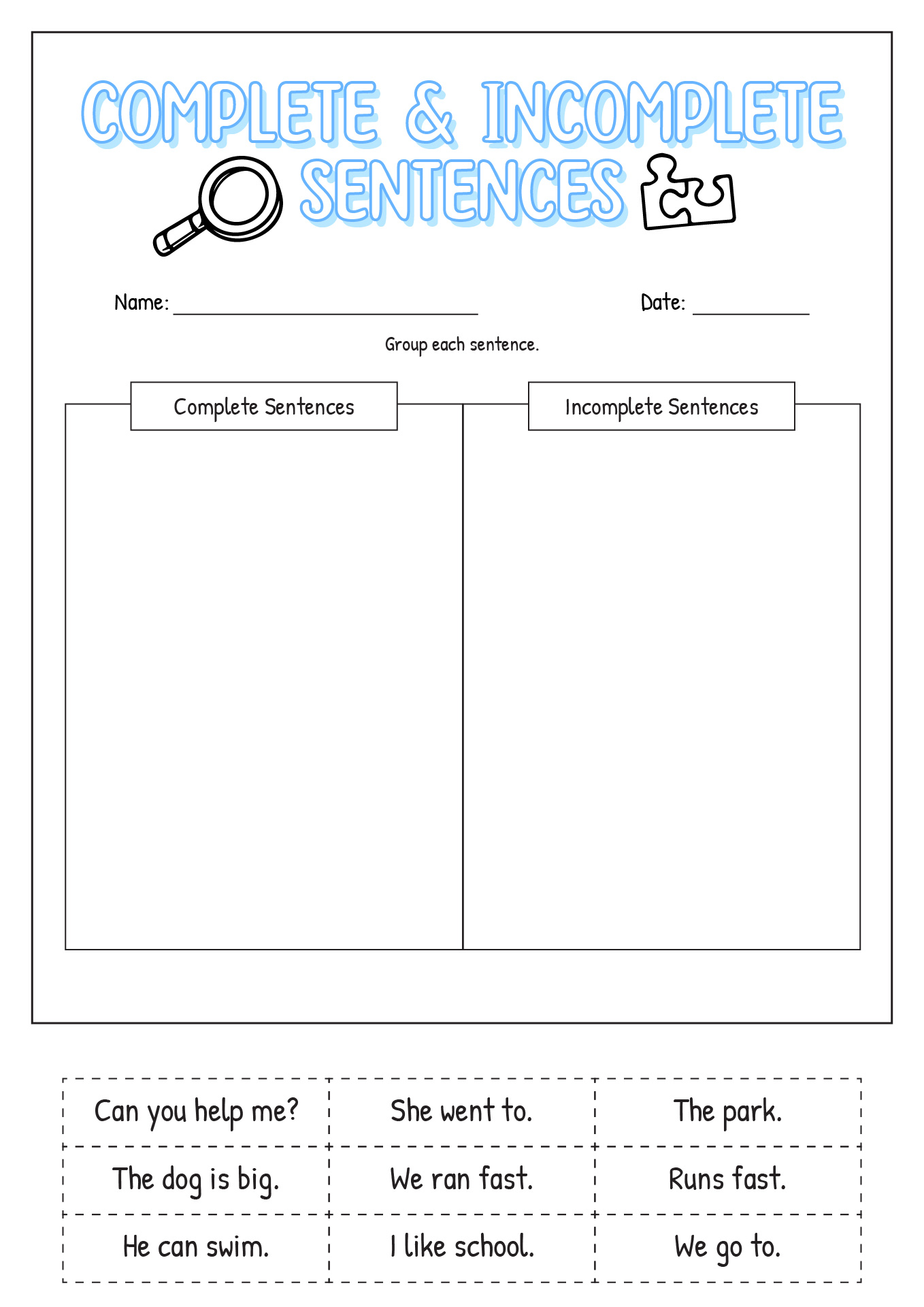 12 Images of Cut And Paste Sentence Worksheets