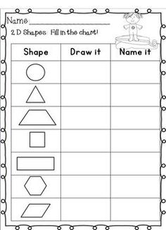 Math Shapes Worksheet First Grade