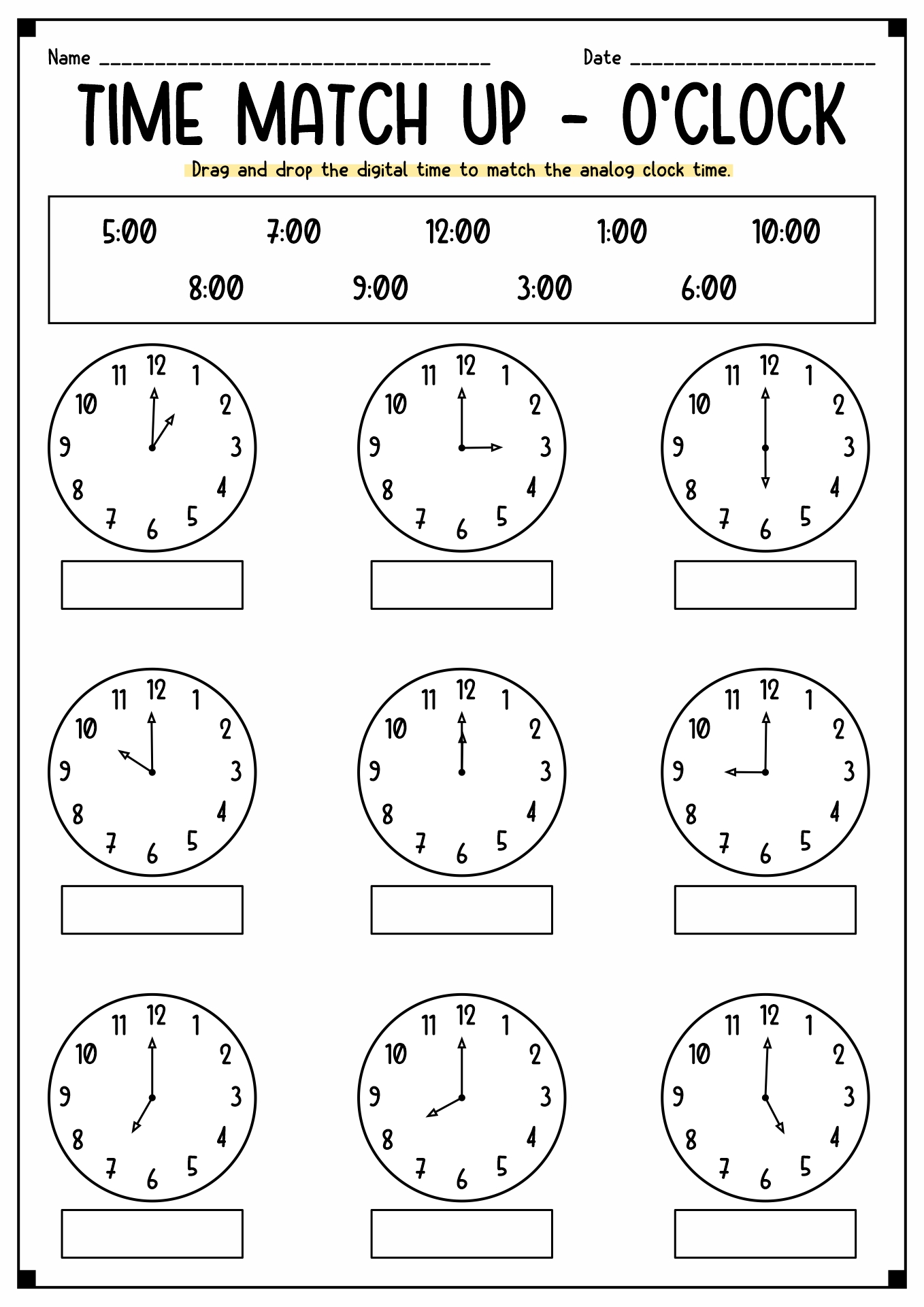 13 Best Images of O Clock Worksheets - O Clock Worksheet, Half Past