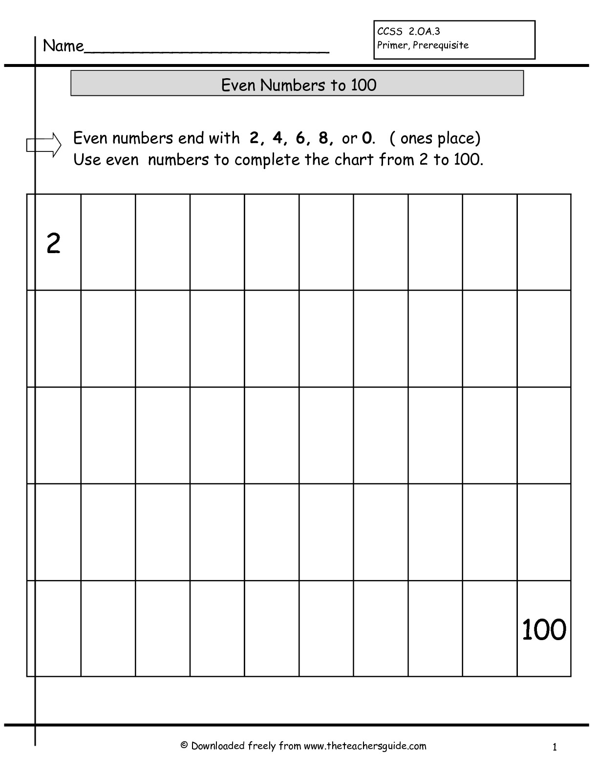Odd and Even Numbers 1 100 Worksheet