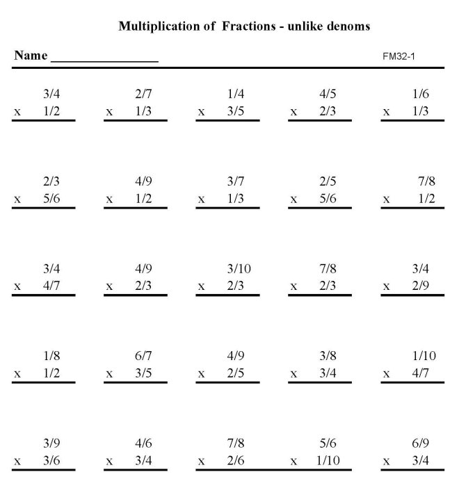 Printable Math Worksheets Fractions