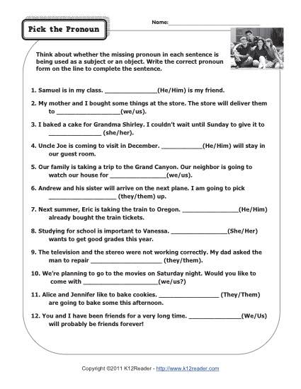 15 Best Images of Subject Pronouns Worksheet 4th Grade - Possessive