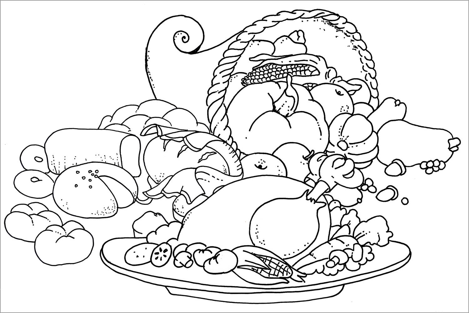 Thanksgiving Feast Coloring Pages 