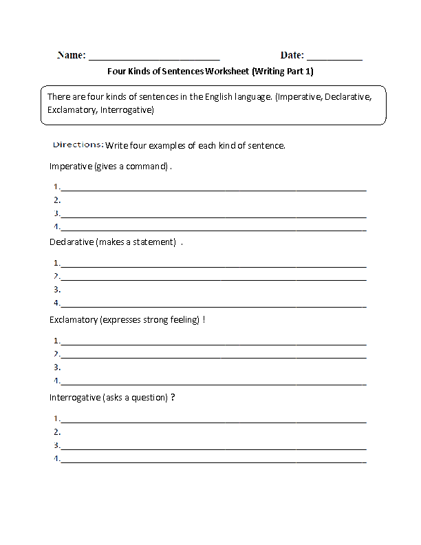 13 Best Images Of Different Types Of Writing Worksheets Four Sentence Types Worksheets