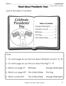 Using Table of Contents Worksheet