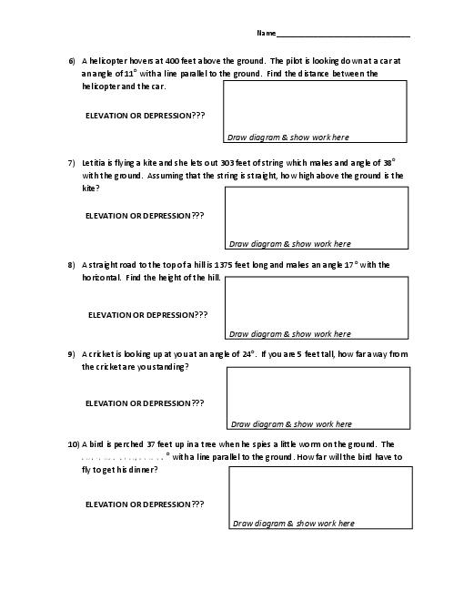 14 Best Images of Life Depression Worksheet  Angle of Elevation and Depression Worksheet, Great 