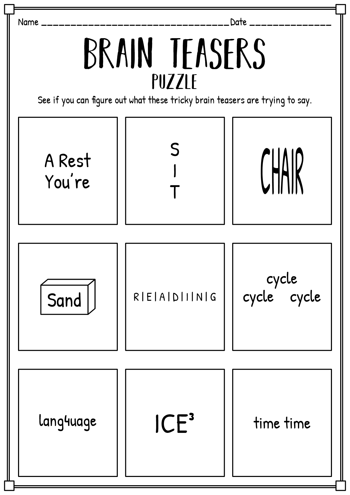 Middle School Brain Teasers Printable At Sascalledblog Blog