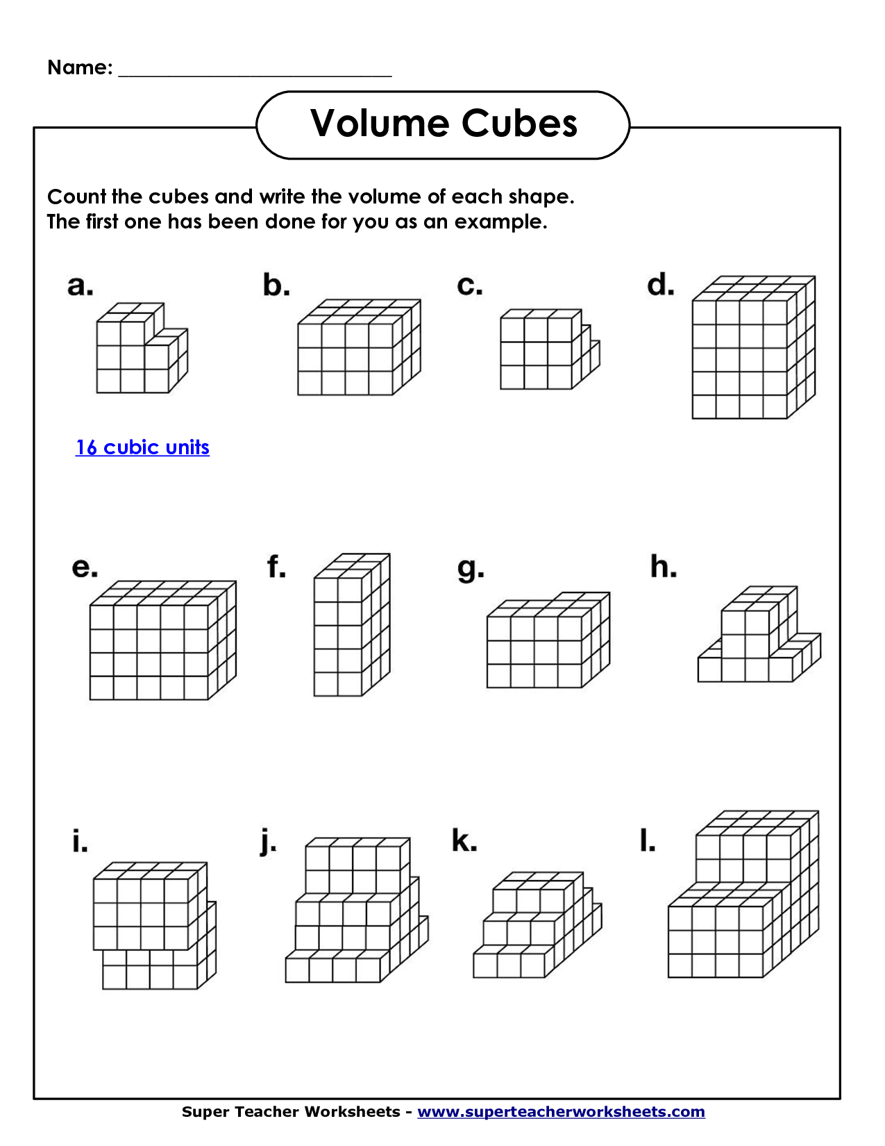 Cube Volume Worksheets 5th Grade Math