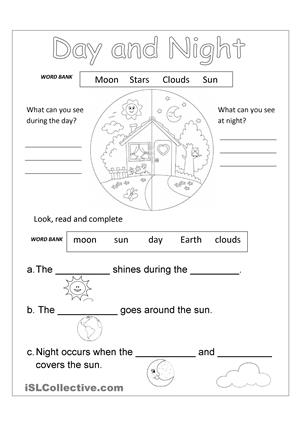 13 Best Images of Day Vs. Night Worksheet - Day and Night Time