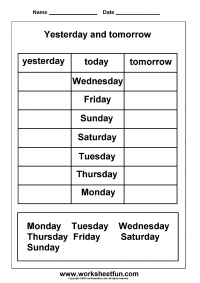 Days of the Week Worksheets Printable