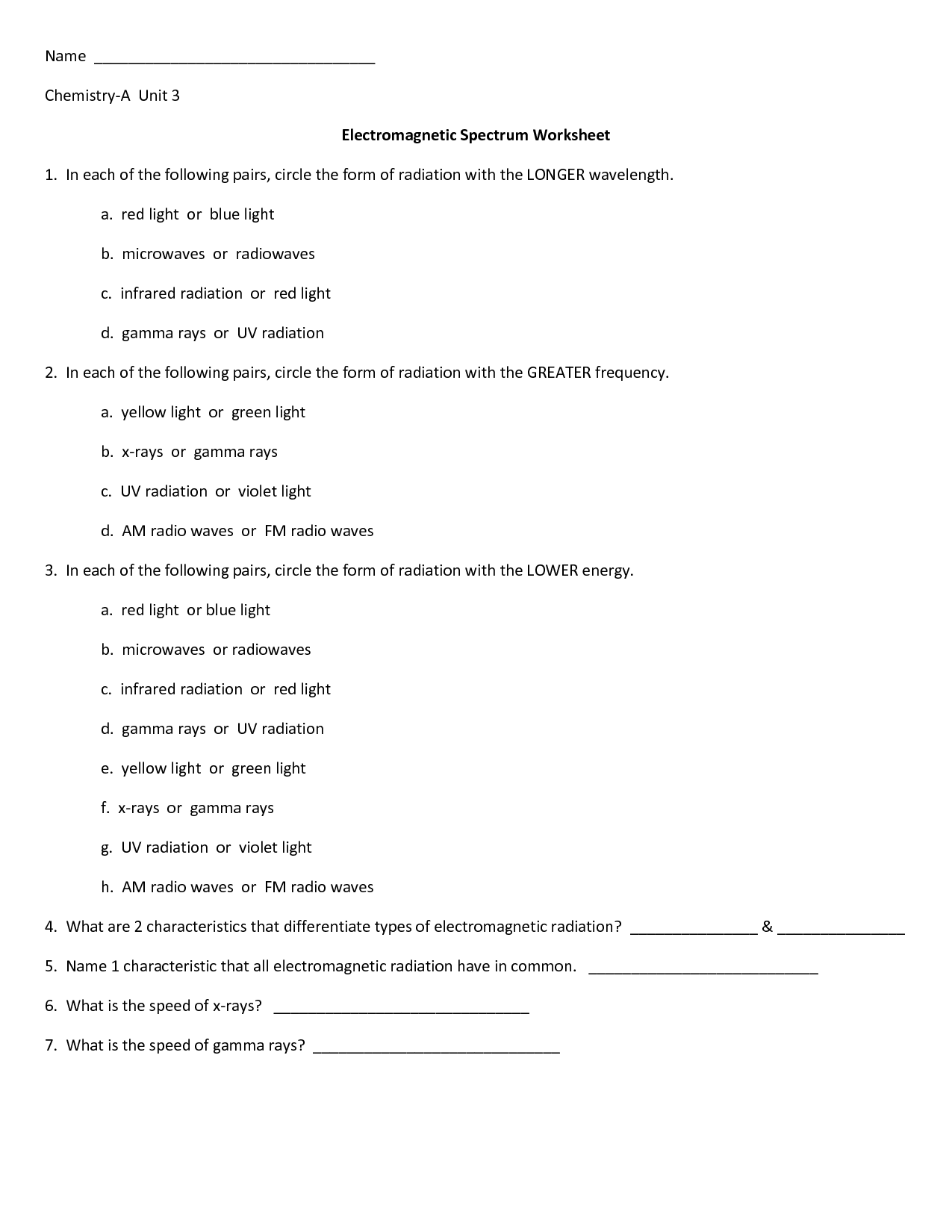 12 Best Images of Light Spectrum Worksheet To Color  Waves and Electromagnetic Spectrum 