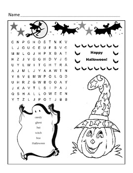 First Grade Halloween Word Search