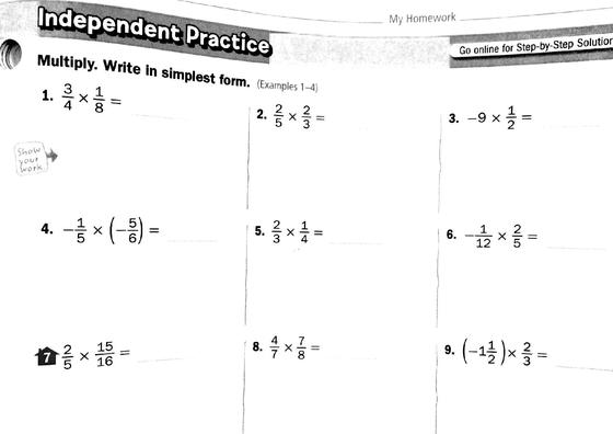 Multiplying Negative and Positive Fractions