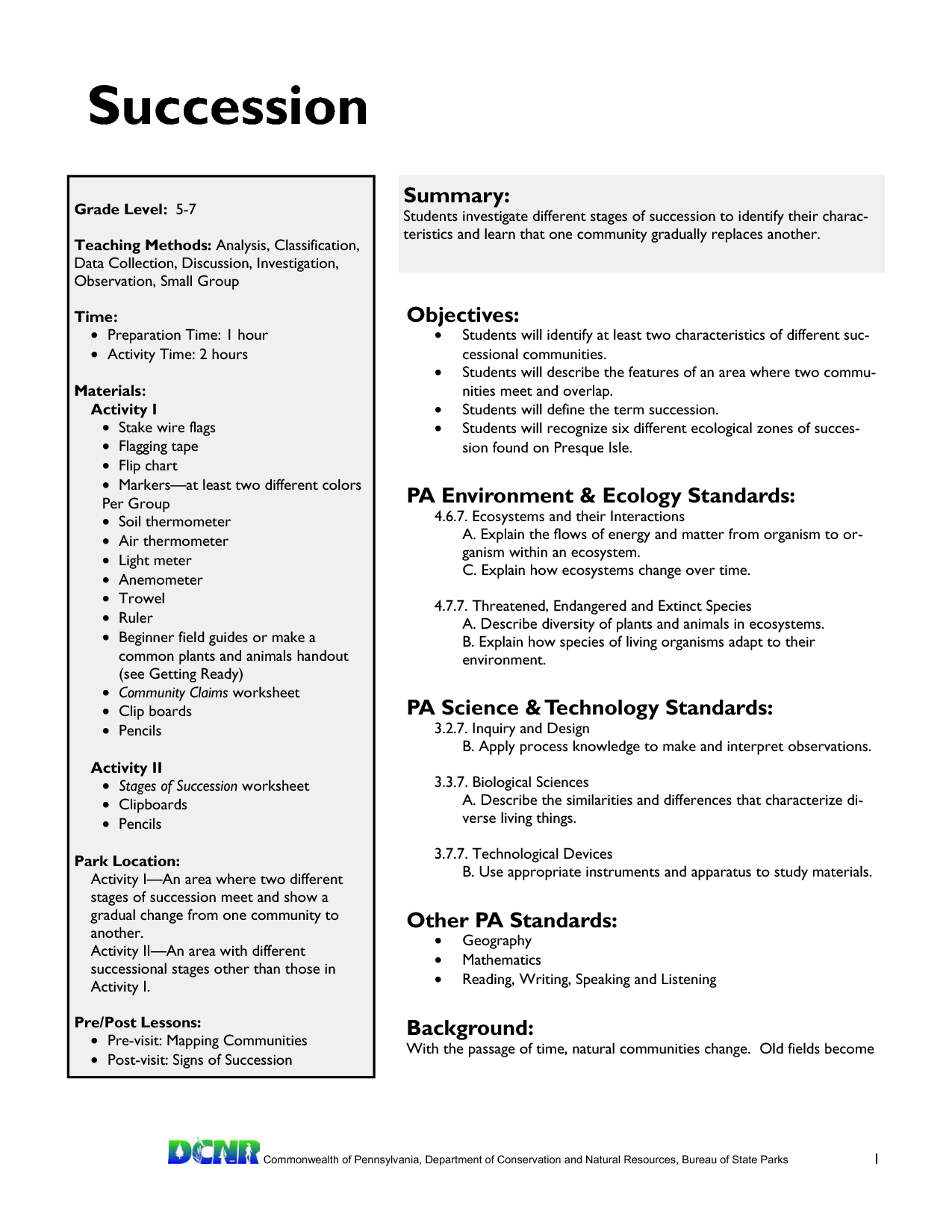 Ecological Succession Worksheet Answers