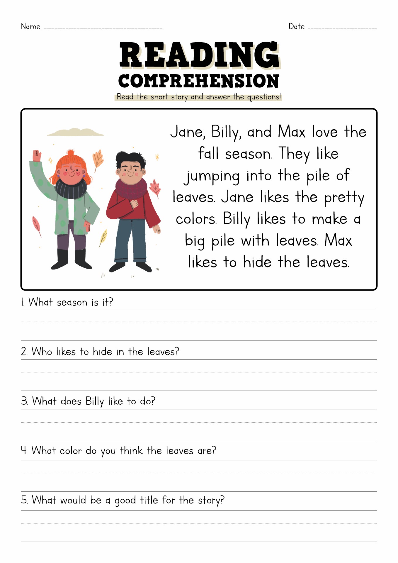 Free Printable Short Stories With Worksheets