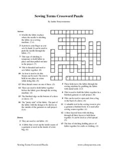 Sewing Terms Crossword Puzzle