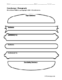 Hamburger Paragraph Writing Worksheet