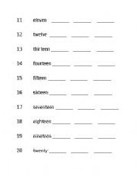 Worksheet Spelling Words Numbers 1-10