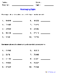 Writing Large Numbers Worksheets