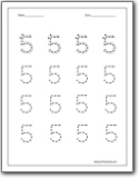 Tracing Numbers 1 5 Worksheets