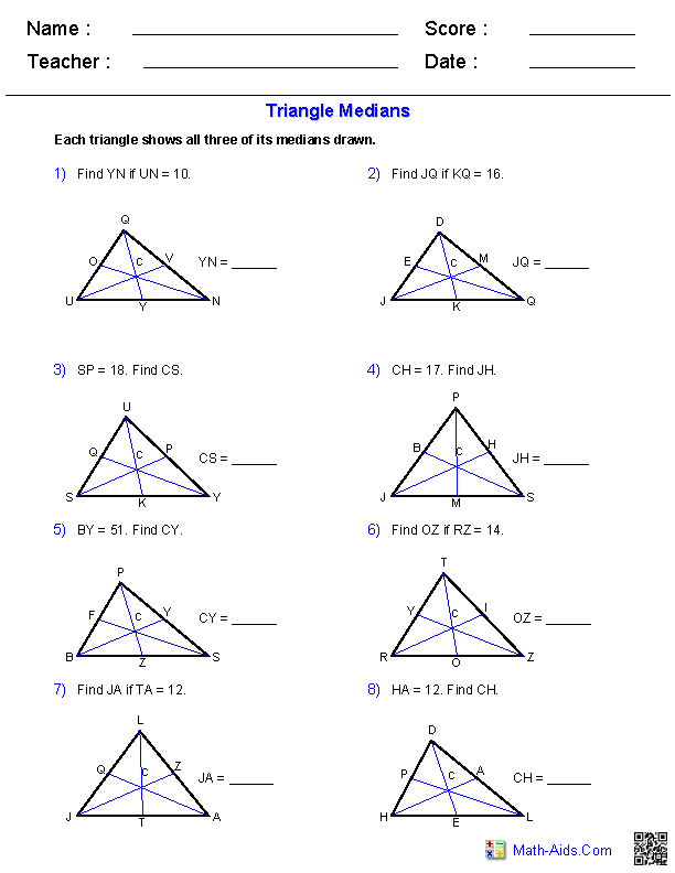 Triangle Worksheets