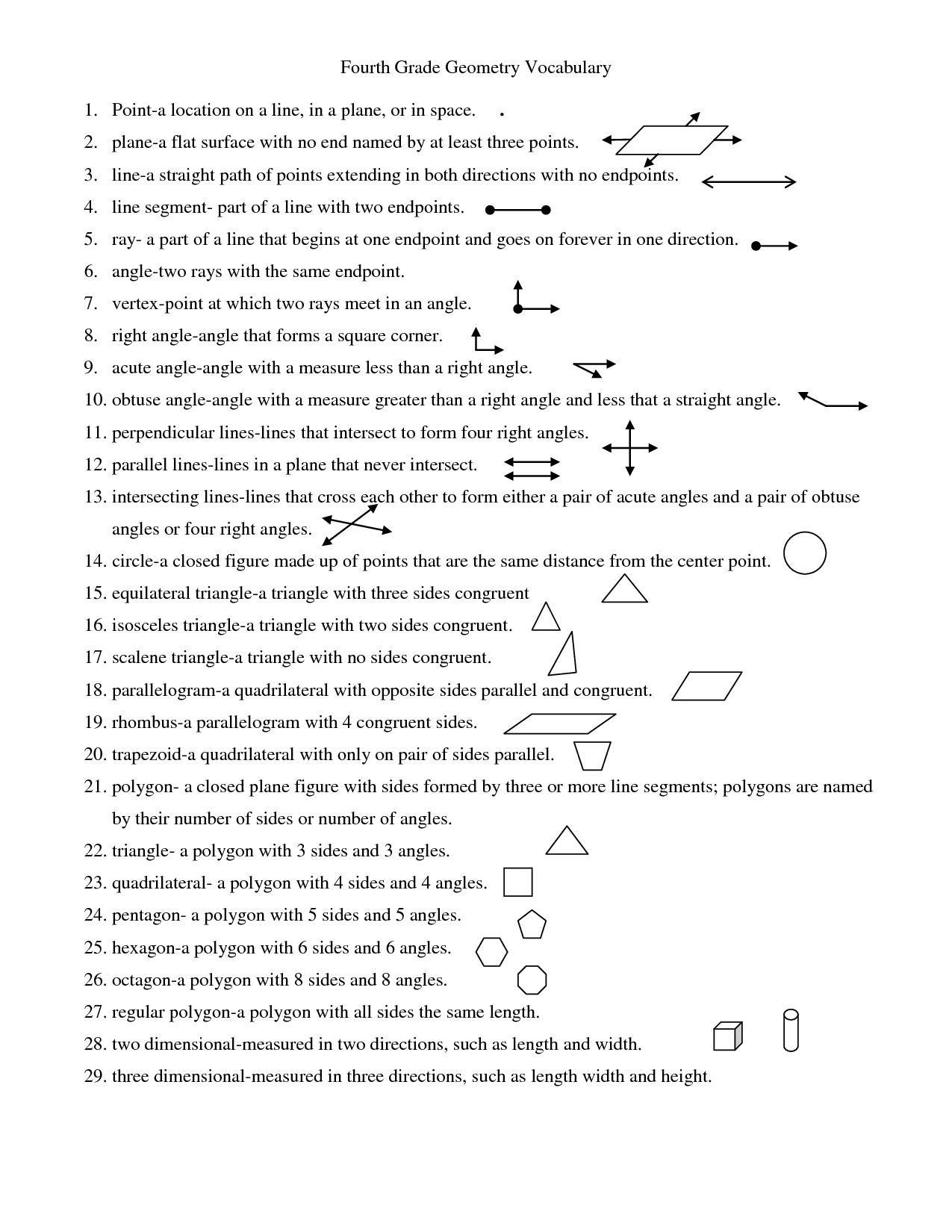 9 Best Images of Math Vocabulary Matching Worksheet ...