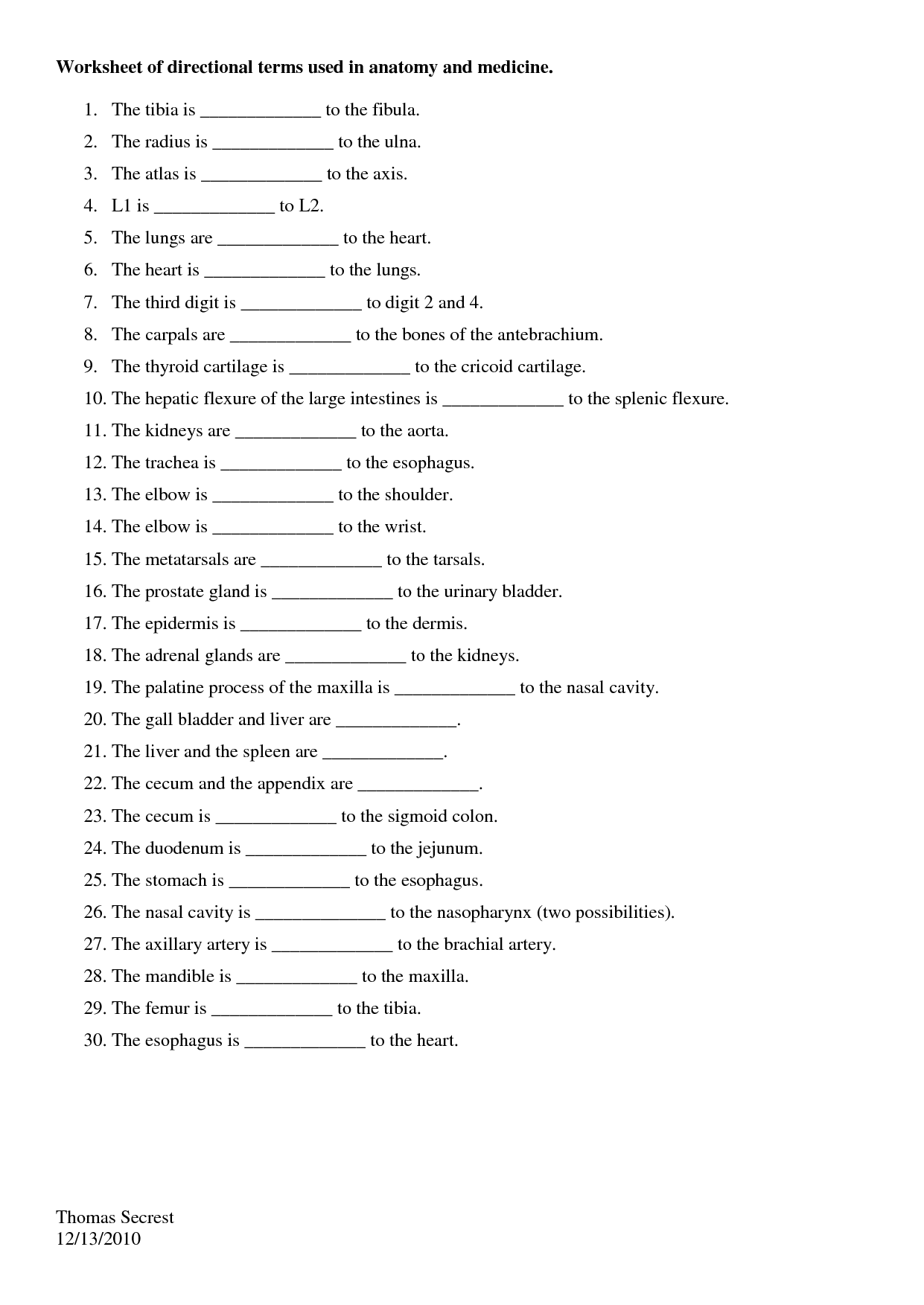 35 Anatomical Terms Worksheet Answers Free Worksheet Spreadsheet