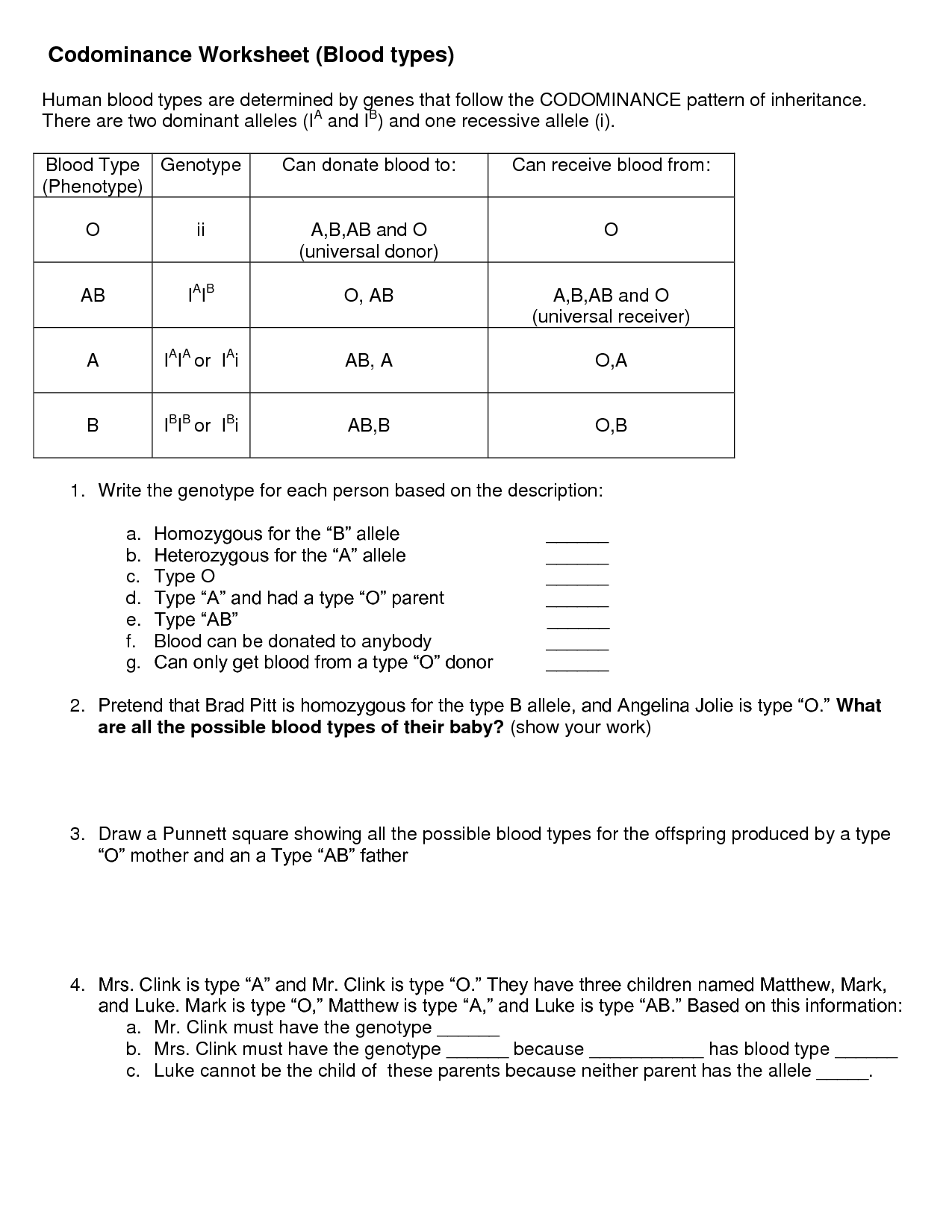 16 Best Images of Incomplete And Codominance Worksheet Answers