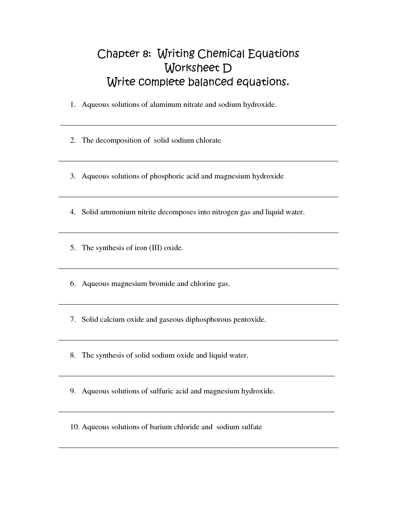 13 Best Images of Practice Balancing Equations Worksheet Key  Balancing Equations Practice 