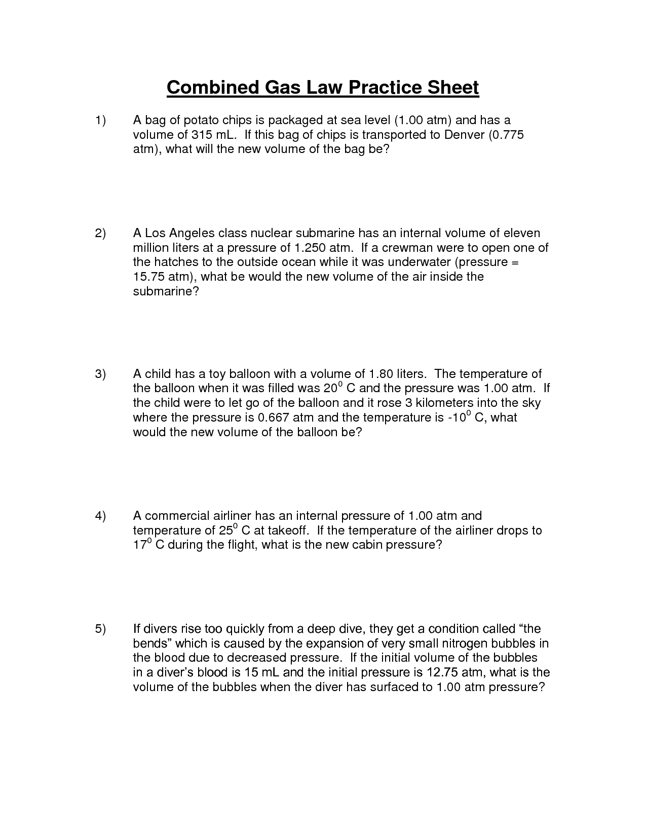 13 Best Images of Combined Gas Law Worksheet Answers  Ideal Gas Law Worksheet Answer Key 