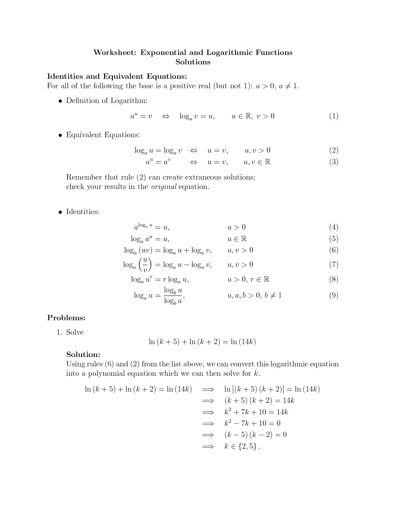 Solve Logarithmic Equations Kuta  Tessshebaylo