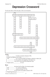 Great Depression Crossword Puzzle