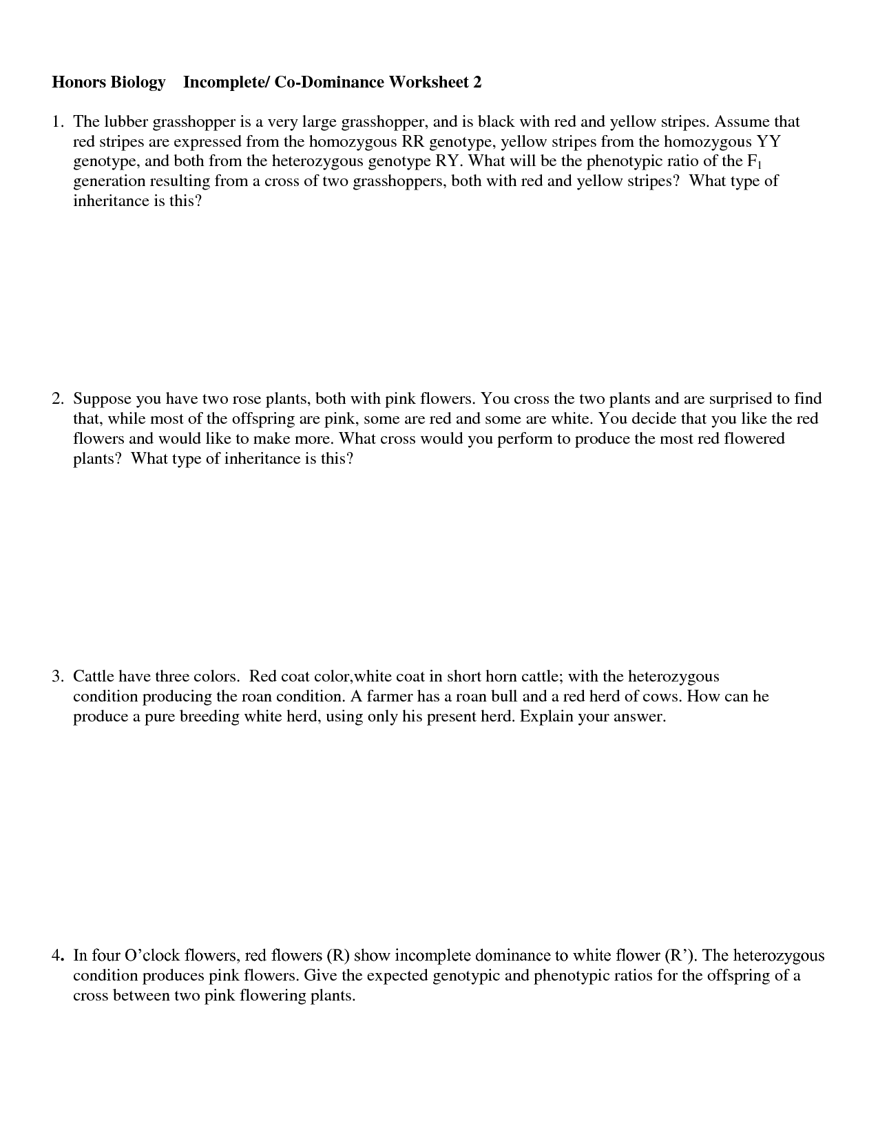 16 Best Images of Incomplete And Codominance Worksheet Answers  Incomplete and Codominance 