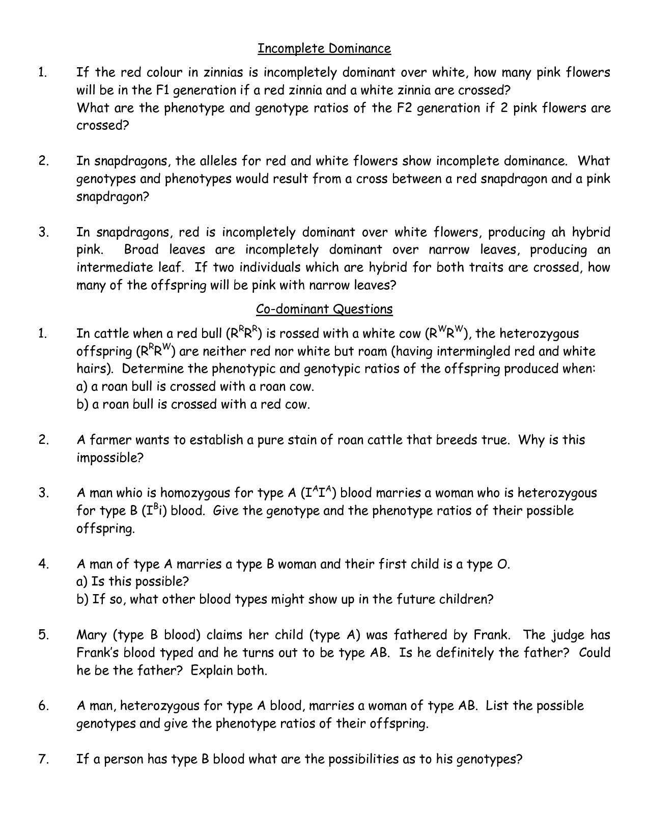 16 Best Images of Incomplete And Codominance Worksheet Answers  Incomplete and Codominance 