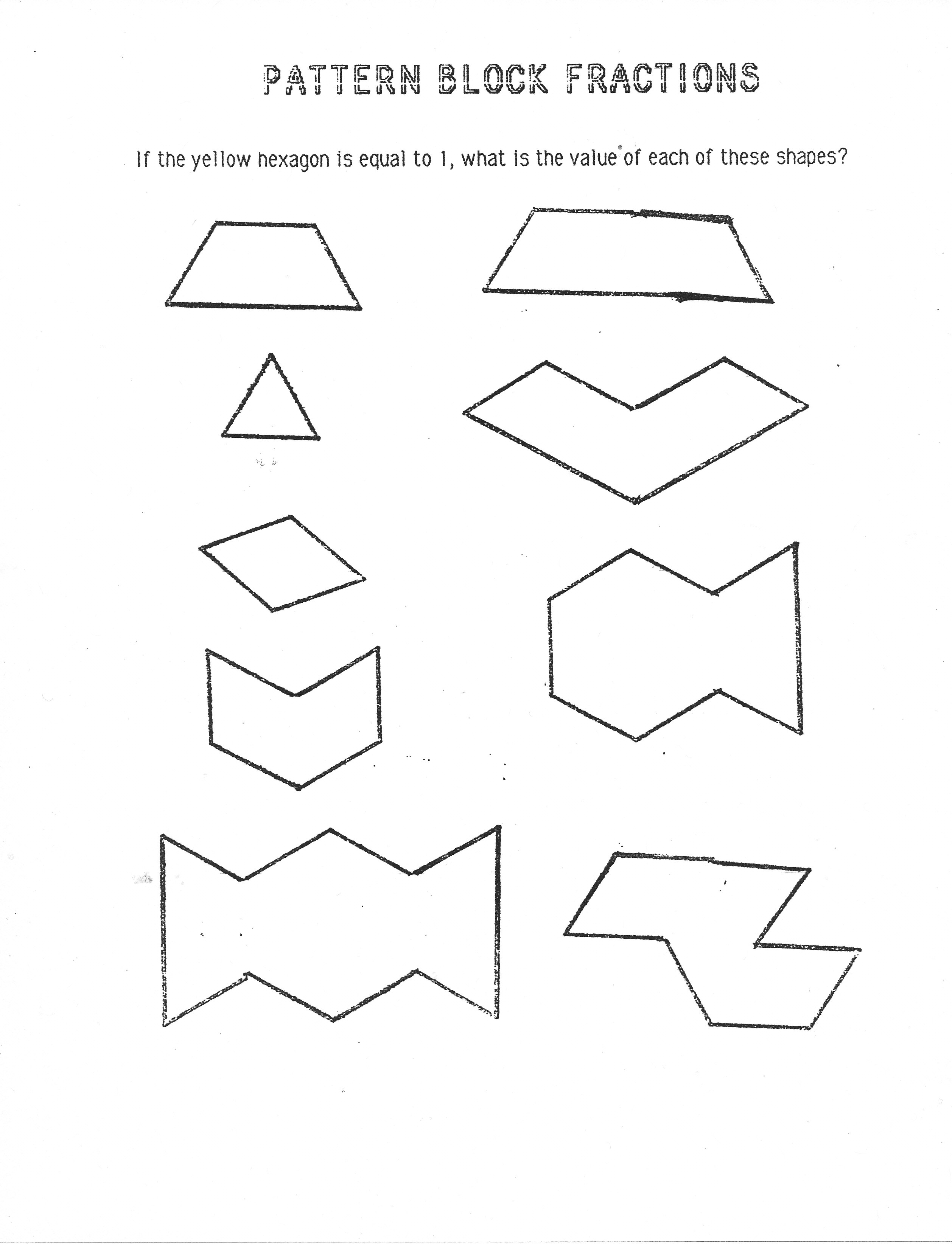 Pattern Block Fraction Worksheets