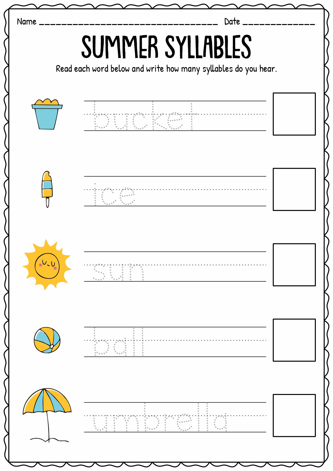 18 Best Images Of Print Syllable Worksheets Kindergarten Free Kindergarten Syllable Worksheets