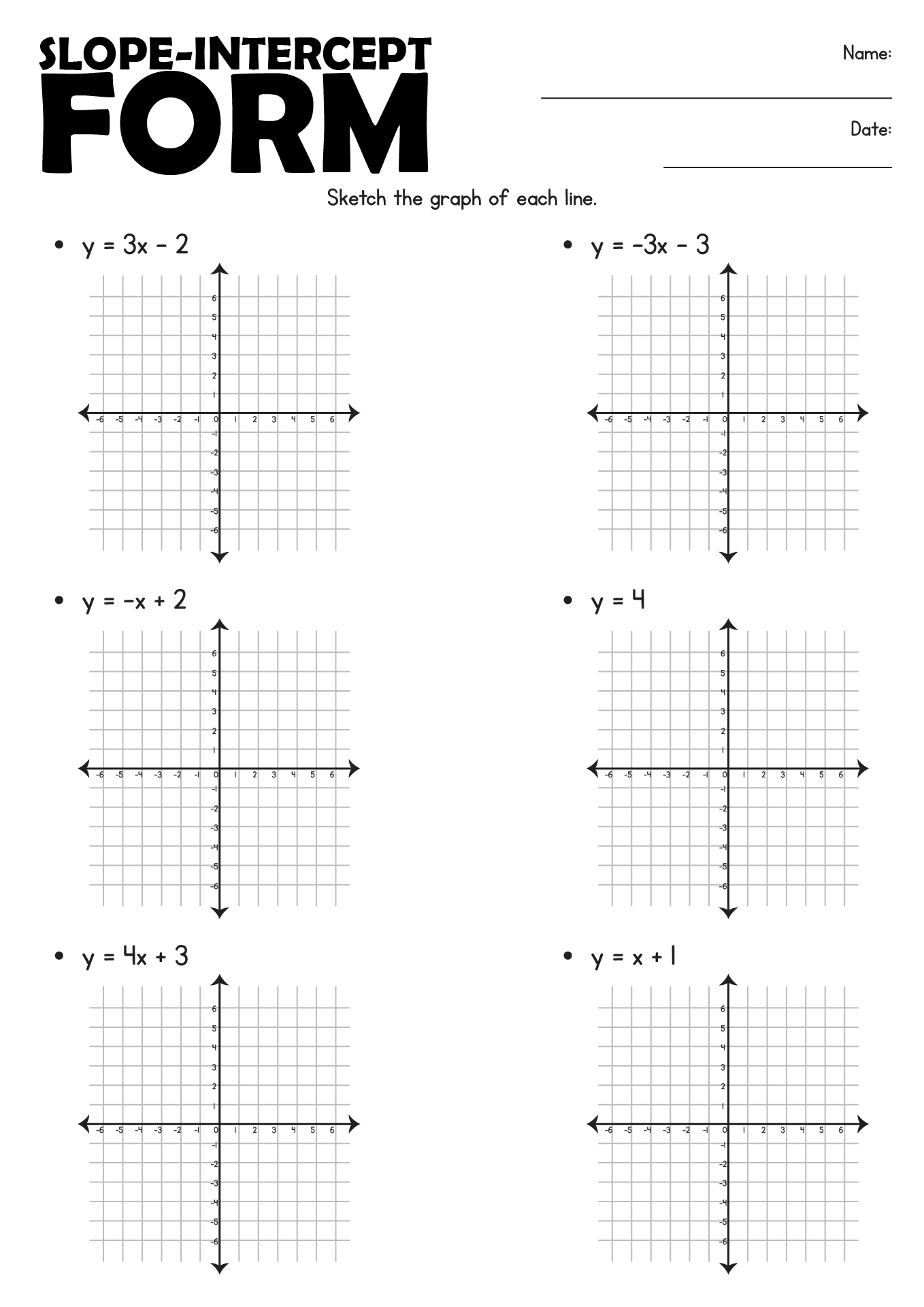 Free Slope Worksheets