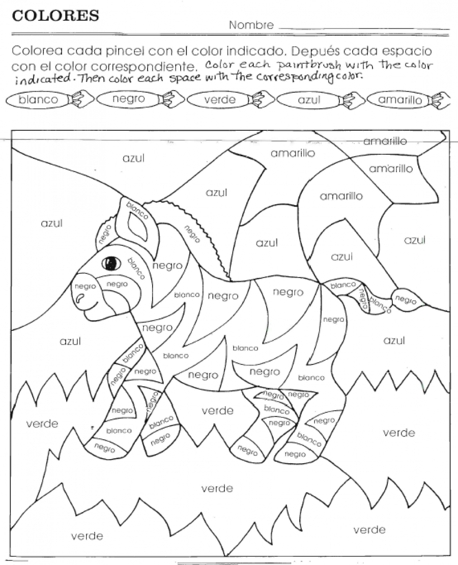 Spanish Colors Coloring Worksheet Sketch Coloring Page