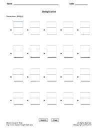 Blank Multiplication Worksheets