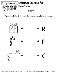 Christmas Phonics Printable Worksheet Kindergarten
