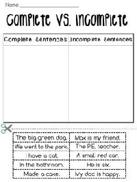 Complete Sentences Worksheets