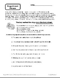 Prepositions and Prepositional Phrases Worksheets