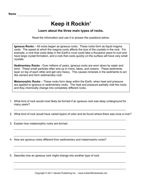 8 Best Images of Sedimentary Rock Worksheets - 3 Types of Rocks