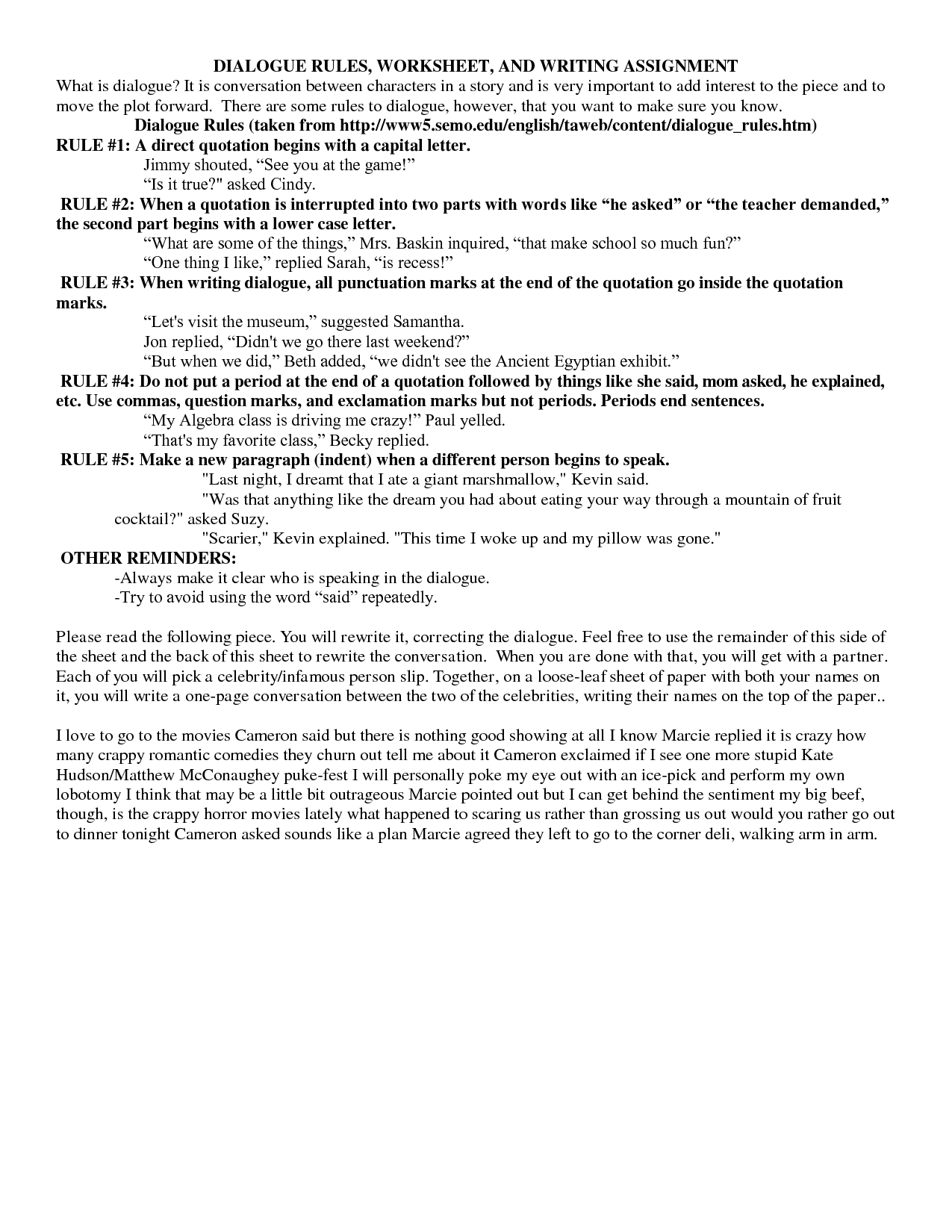 16 Best Images of Editing Dialogue Worksheet - Common Core 5th Grade