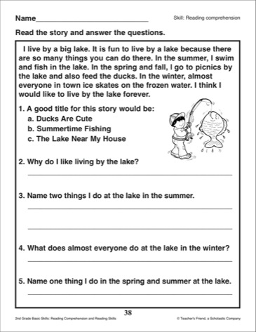 2nd Grade Reading Comprehension Worksheets Questions