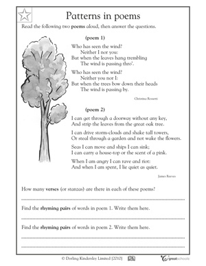 3rd Grade Poem Worksheets