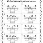 Balancing Equations First Grade Worksheets