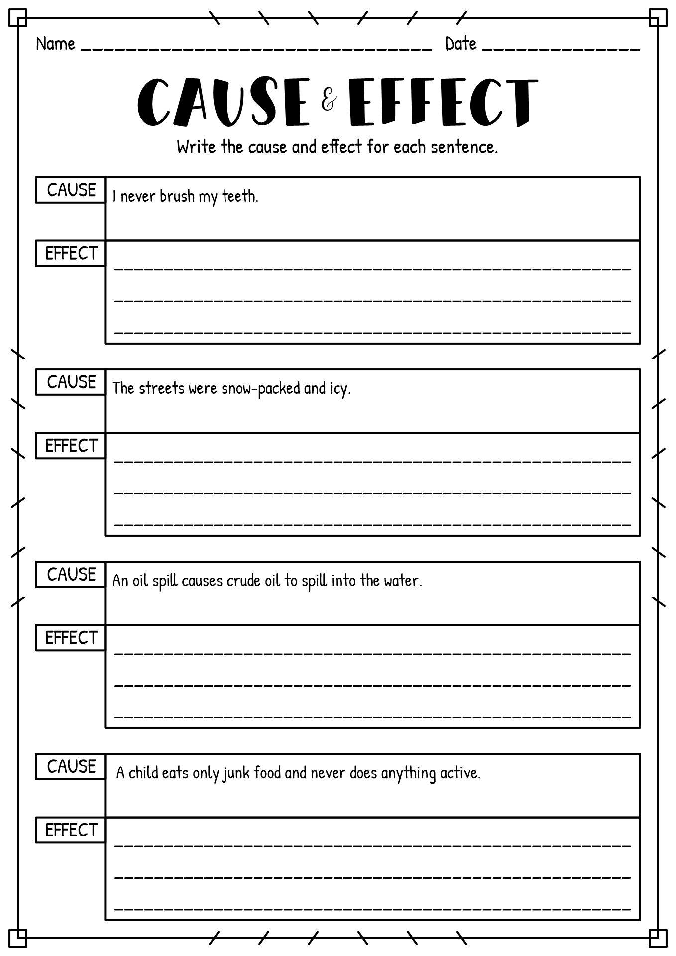 Cause And Effect 6th Grade Worksheets