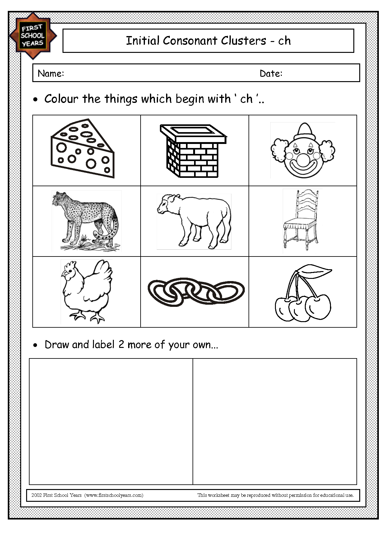 Consonant Digraph CH Worksheets